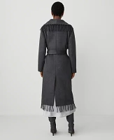 Ann Taylor Fringe Shawl Wrap Coat Charcoal Stone Melange Women's