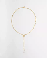 Ann Taylor Pearlized Chain Lariat Necklace