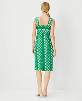 Ann Taylor Petite Eyelet Square Neck Sheath Dress Jolly Green Women's