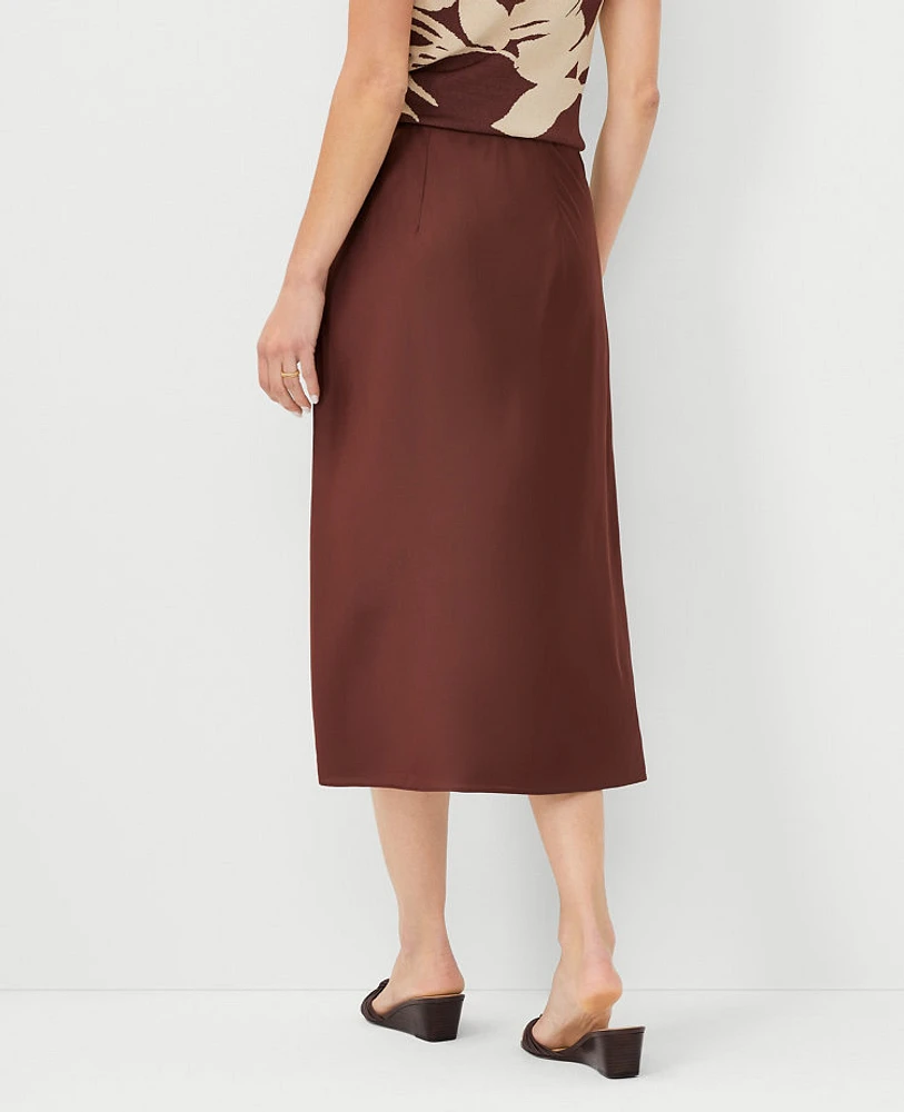 Ann Taylor Bias Midi Slip Skirt Brown Stone Women's