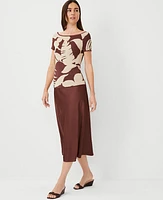 Ann Taylor Bias Midi Slip Skirt Brown Stone Women's