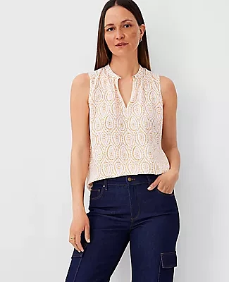 Ann Taylor Geo Keyhole Popover Top