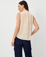 Ann Taylor Geo Keyhole Popover Top Spring Marigold Women's