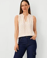 Ann Taylor Geo Keyhole Popover Top Spring Marigold Women's