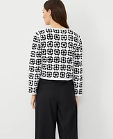 Ann Taylor Petite Geo Crochet Cardigan White-Black Women's