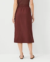 Ann Taylor Petite AT Weekend Linen Blend Easy Pencil Skirt Brown Stone Women's