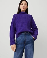 Ann Taylor Cashmere Waffle Stitch Roll Neck Sweater Women's