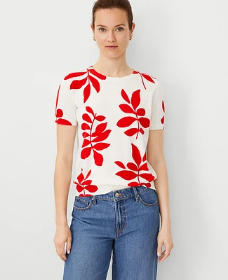 Ann Taylor Leafed Modern Sweater T-Shirt Fiery Red Women's