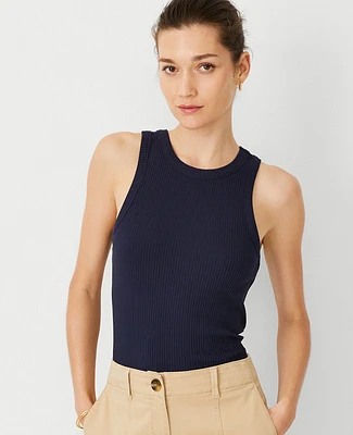 Ann Taylor Petite Ribbed Tank Top Night Sky Women's