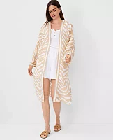 Ann Taylor AT Weekend Zebra Print Linen Cotton Long Kimono