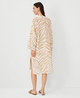 Ann Taylor AT Weekend Zebra Print Linen Cotton Long Kimono White Women's