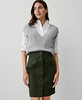 Ann Taylor AT Weekend Sateen Cargo Skirt Hunters Green Women's