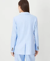 Ann Taylor The Petite Oversized Peak Lapel Blazer Linen Twill Ojai Sky Women's