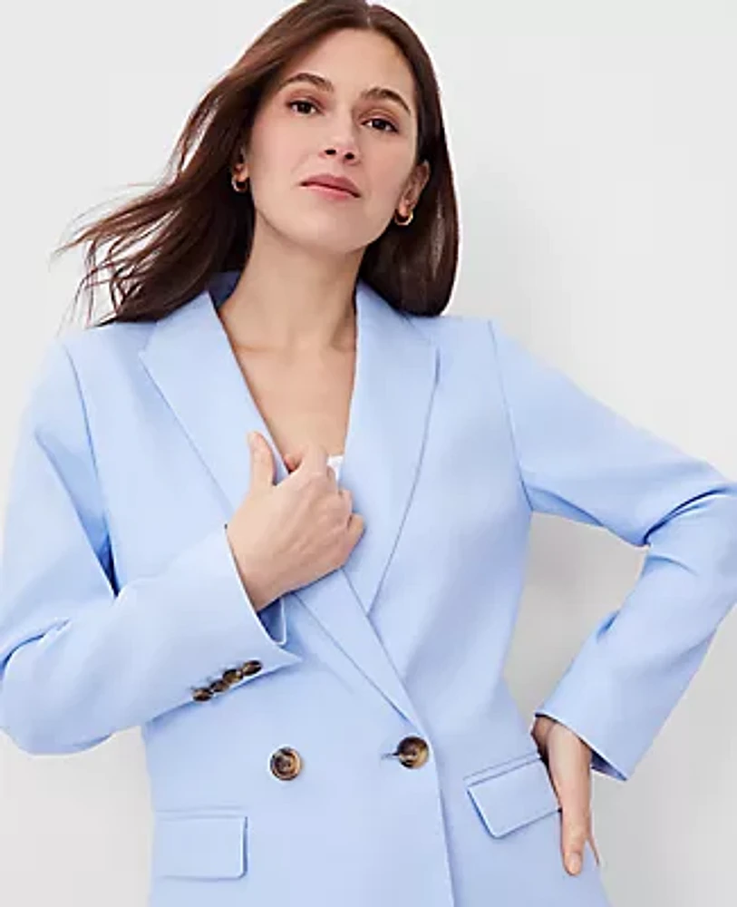 Ann Taylor The Petite Oversized Peak Lapel Blazer Linen Twill