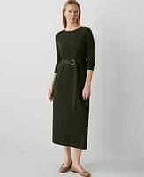 Ann Taylor AT Weekend Knit Column Midi Dress Hunters Green Women's