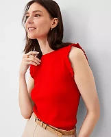 Ann Taylor Petite Ruffle Trim Shell Top