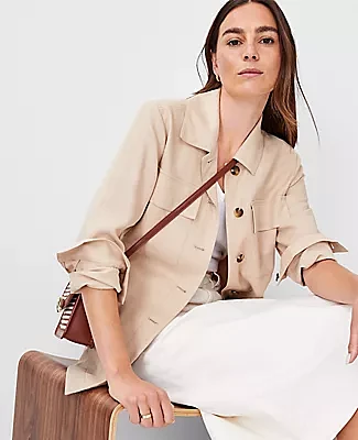 Ann Taylor AT Weekend Textured Utility Jacket
