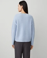 Ann Taylor Cashmere Crew Neck Sweater Soft Blue Women's