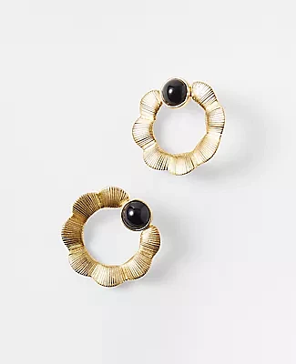 Ann Taylor Textured Metal Ring Statement Earrings