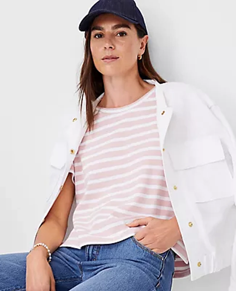 Ann Taylor AT Weekend Striped Crew Neck Top