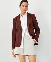 Ann Taylor The Petite Hutton Blazer Linen Twill Brown Stone Women's