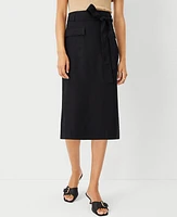 Ann Taylor Petite Tie Waist Cargo Pencil Skirt Black Women's