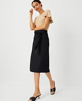 Ann Taylor Petite Tie Waist Cargo Pencil Skirt Black Women's