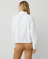 Ann Taylor AT Weekend Cotton Blend Shirt White Women's