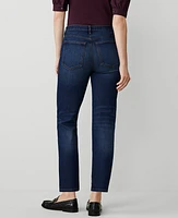 Ann Taylor AT Weekend Mid Rise Straight Jeans Dark Vintage Wash