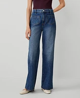 Ann Taylor AT Weekend High Rise Wide Leg Jeans Classic Mid Wash Women's