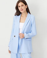 Ann Taylor The Oversized Peak Lapel Blazer Linen Twill Ojai Sky Women's