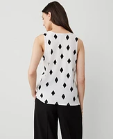 Ann Taylor Geo Sleeveless Mixed Media Shell Top Winter White-Black Women's