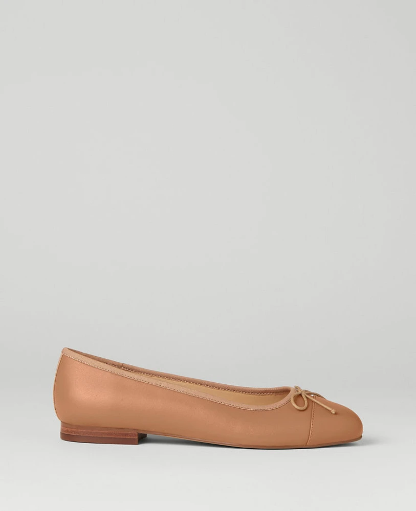 Ann Taylor Cap Toe Leather Ballet Flat Women's