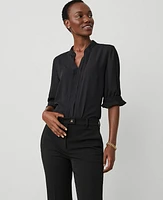 Ann Taylor Petite Pleat Neck Popover Top Women's