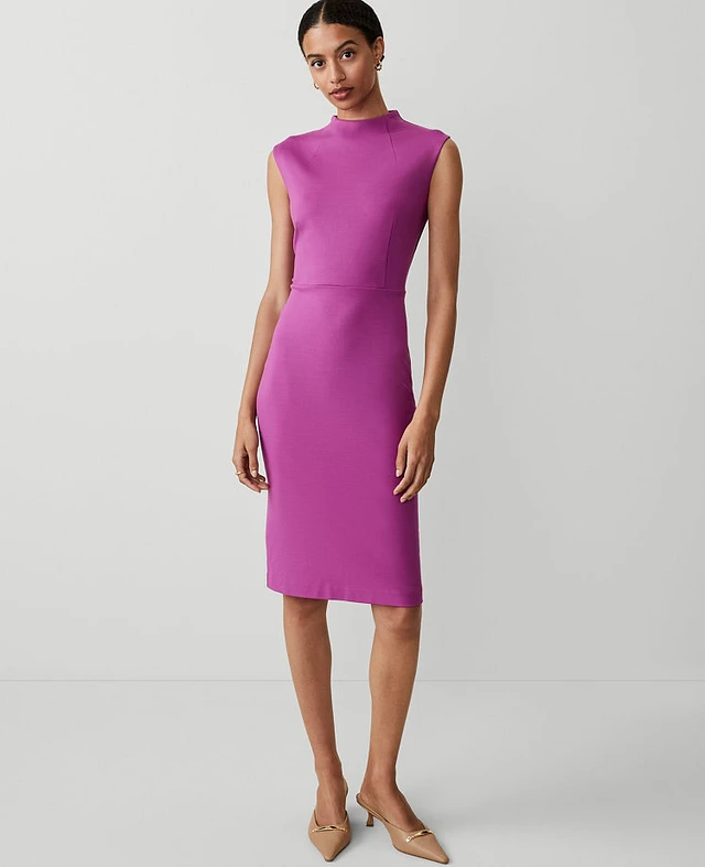 ann taylor mock neck mixed media midi dress Mock Neck Midi Dress