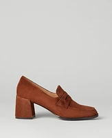 Ann Taylor Suede Block Heel Loafer Pumps Penny Brown Women's