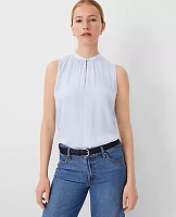 Ann Taylor Petite Keyhole Popover Top