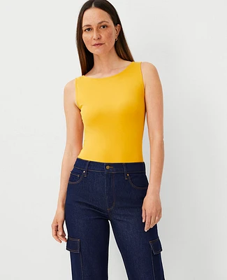 Ann Taylor Petite Refined Knit Boatneck Tank Top Spring Marigold Women's