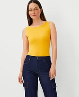 Ann Taylor Petite Refined Knit Boatneck Tank Top Spring Marigold Women's