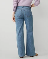 Ann Taylor Petite AT Weekend High Rise Wide Leg Jeans Light Wash Indigo Women's