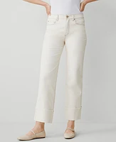 Ann Taylor Petite AT Weekend Mid Rise Boyfriend Jeans Ivory Women's