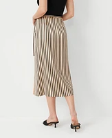 Ann Taylor Petite Striped Wrap Column Skirt Toasted Oat Women's