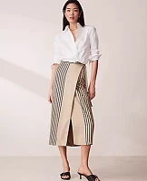 Ann Taylor Petite Striped Wrap Column Skirt