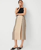 Ann Taylor Petite Striped Wrap Column Skirt Toasted Oat Women's