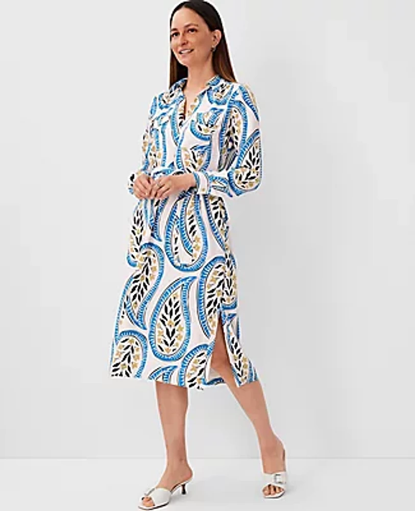 Ann Taylor Tall Paisley Midi Pocket Shirtdress