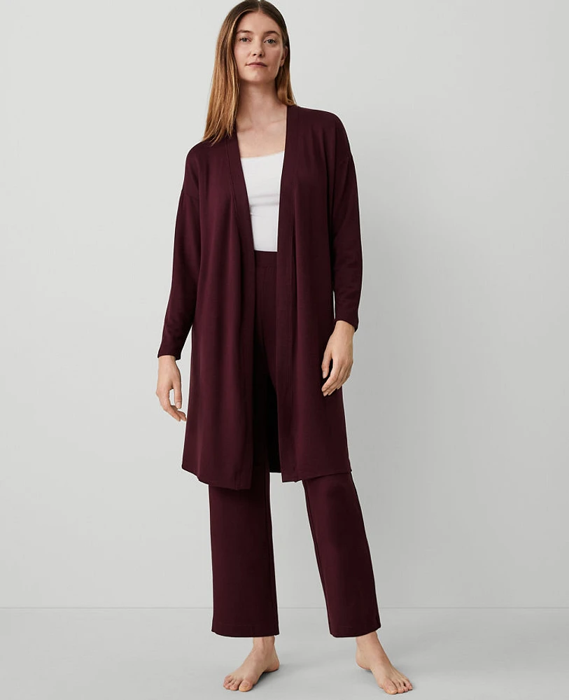 Ann Taylor Shawl Collar Duster Plum Rose Women's