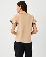 Ann Taylor Petite Ruffle Sleeve Top Baguette Women's