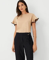 Ann Taylor Petite Ruffle Sleeve Top Baguette Women's