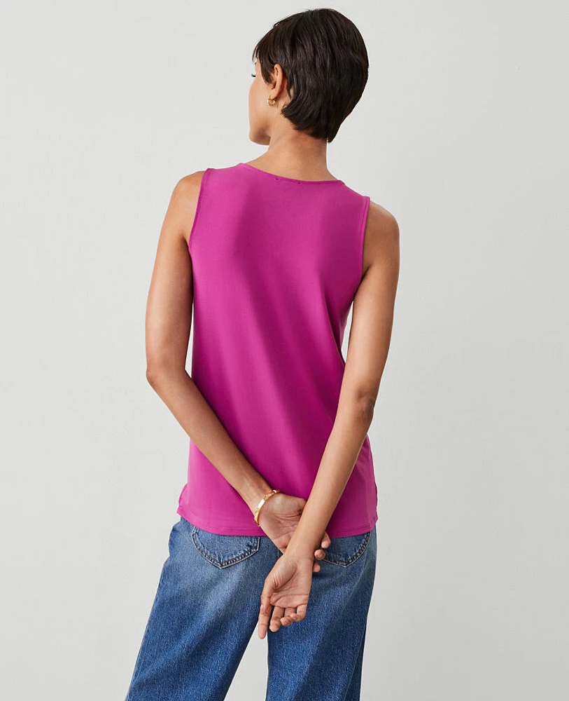 Ann Taylor Sleeveless Mixed Media Shell Top Fresh Fuchsia Women's