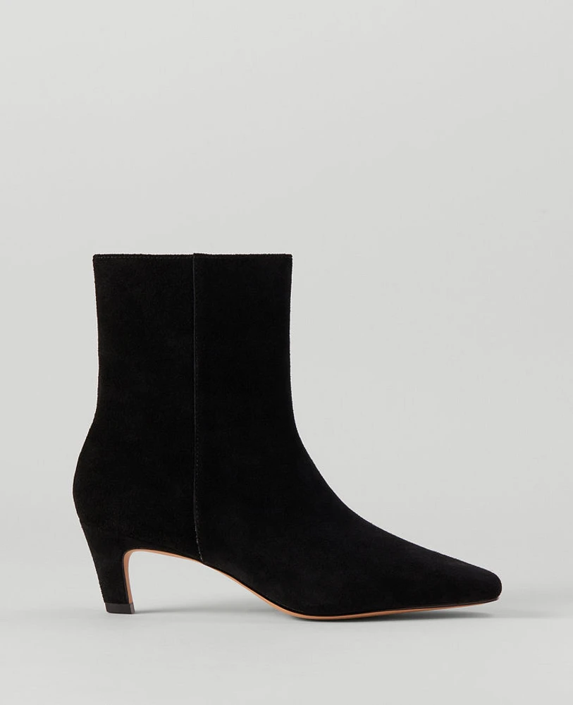 Ann Taylor Suede Skinny Heel Bootie Black Women's